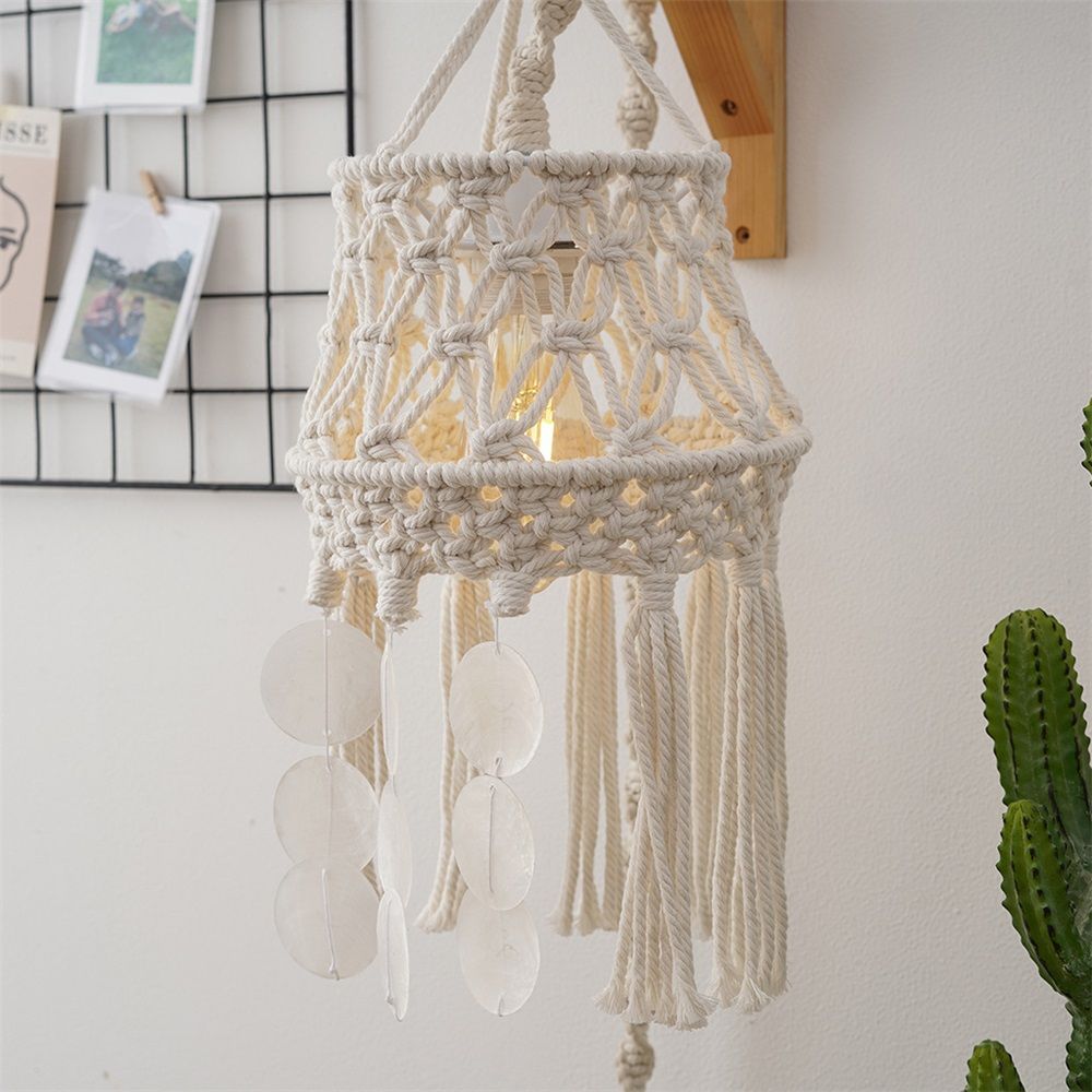 Drum Tassel Lamp shade Replacement for Table Lamps, Floor Lamps and Pendant Lights - Handcrafted Tassel (White,Only lampshade) — image 2