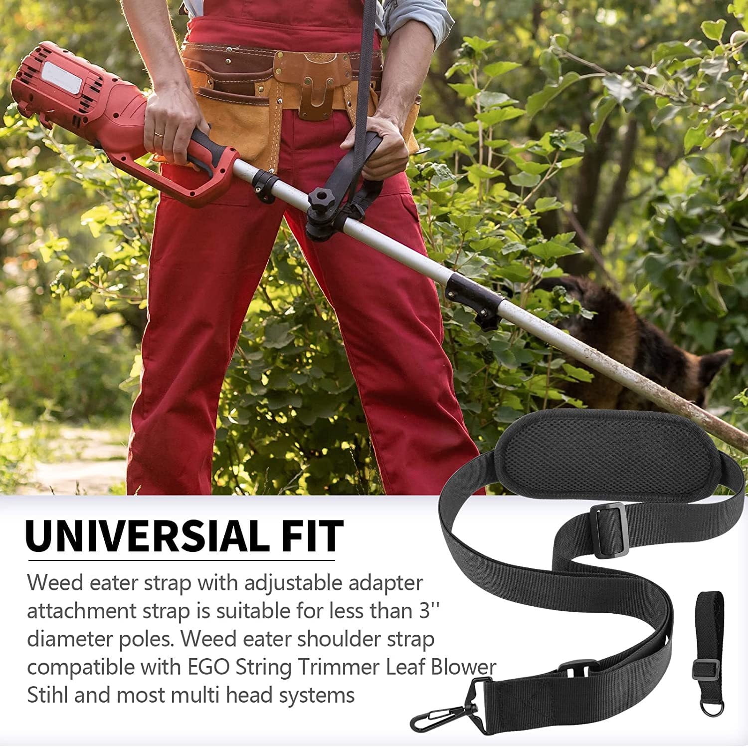 Trimmer Shoulder Strap Harness,Heavy Duty Adjustable Straps with Upgraded Metal Clasp,Compatible with EGO String Trimmer & Leaf Blower,Lawn Mowing — image 4