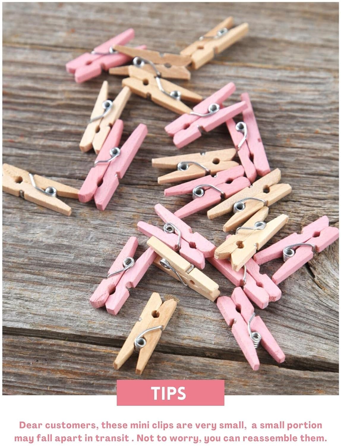 Mini Clothes Pins for Photo, Sturdy Natural Wooden Clothespins 150 Pcs 1 Inch with 33 FT Jute Twine, Small Clips for Crafts Display Baby Shower Game Hanging — image 5