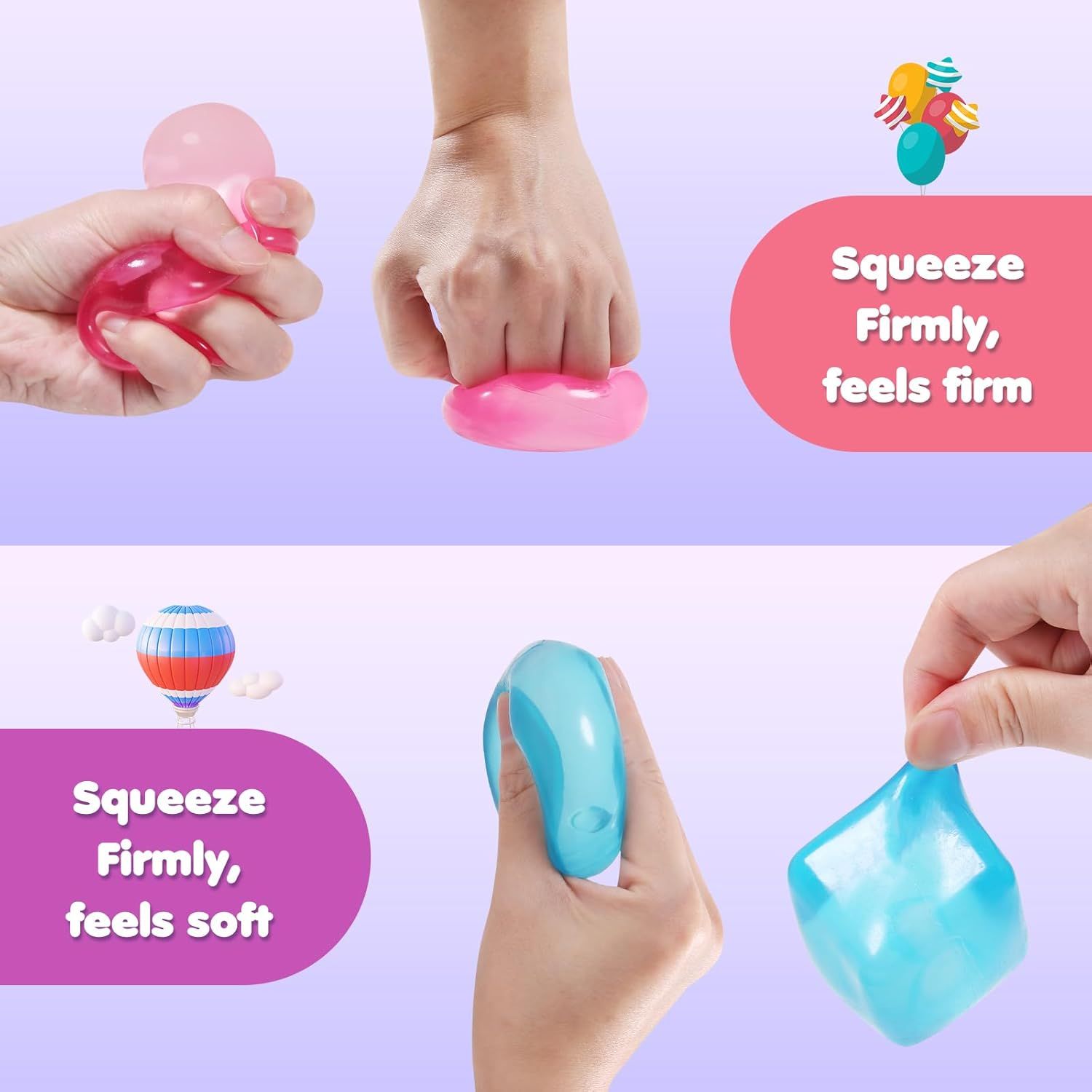 3-Pack Squishy Stress Cube Fidget Toys, Slow Rising Gel Sensory Squeeze Blocks for Anxiety Relief, Quiet Desk Toy for Kids and Adults (Pink Purple Blue) — image 4