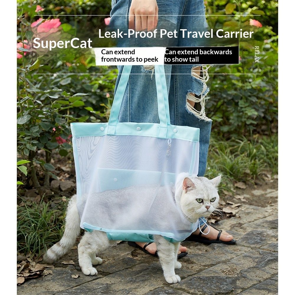 Mesh Dog Sling for Small Dogs and Cats-Light & Breathable Cat Carrier Pouch, Soft Puppy Purse with Adjustable Shoulder Strap (Mint green ) โ image 4