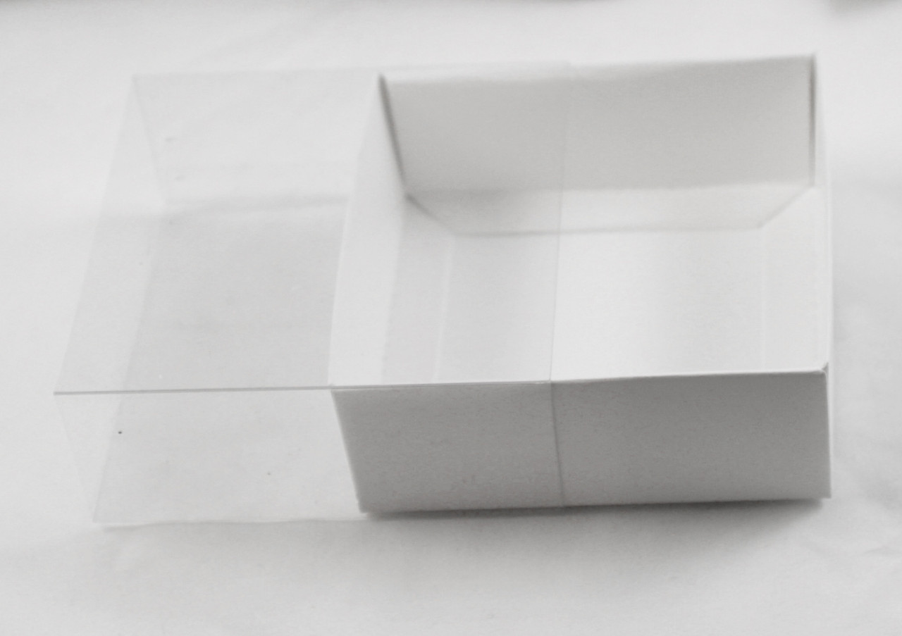 100 Pack of 8cm Square Wedding Invitation Coaster Favor Function product Presentation Cookie Biscuit Patisserie Gift Box - 2cm deep - White Card with โ image 4