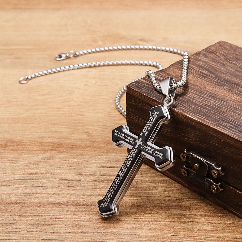 Puhai Stainless Steel Cross Necklace Silver Snake Bone Gold โ image 4