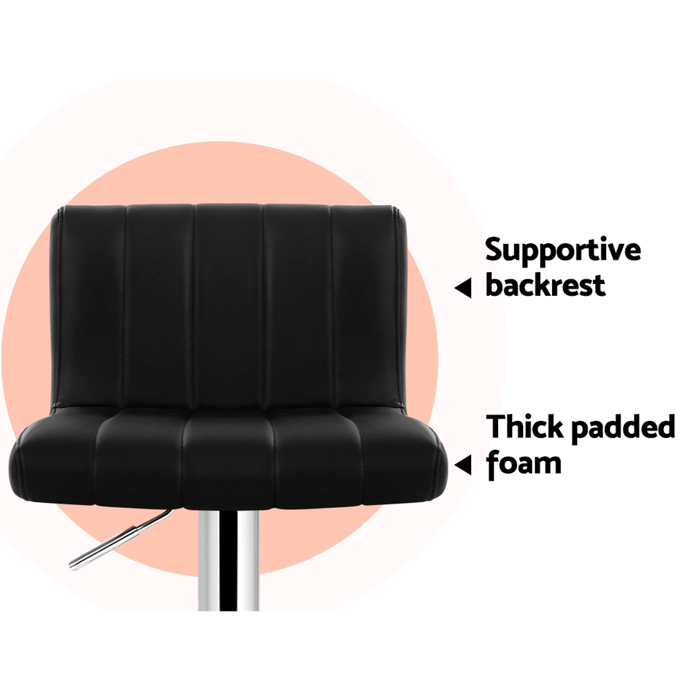 Artiss 4x Bar Stools Gas Lift Leather Black โ image 5