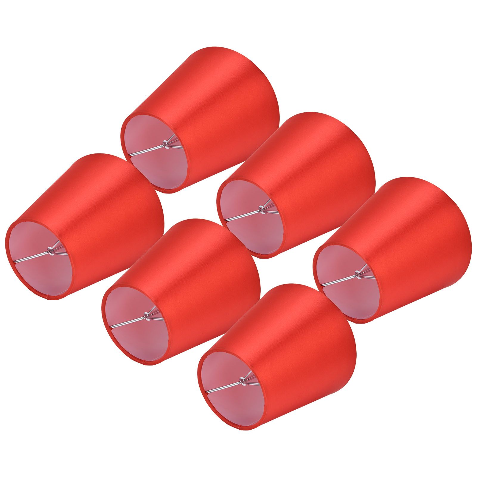 6PCS E14 Lamp Shade Fabric Lampshade Table Lamp Ceiling Lamp Shade for Bedroom Living RoomBright Red PX150 — image 4