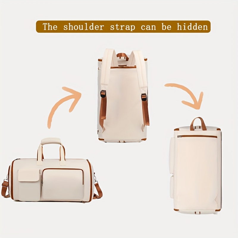 Convertible Travel Garment Bag Large Duffel Suit Carrier with Shoe Compartment & Hidden Backpack Straps Waterproof Black — image 6