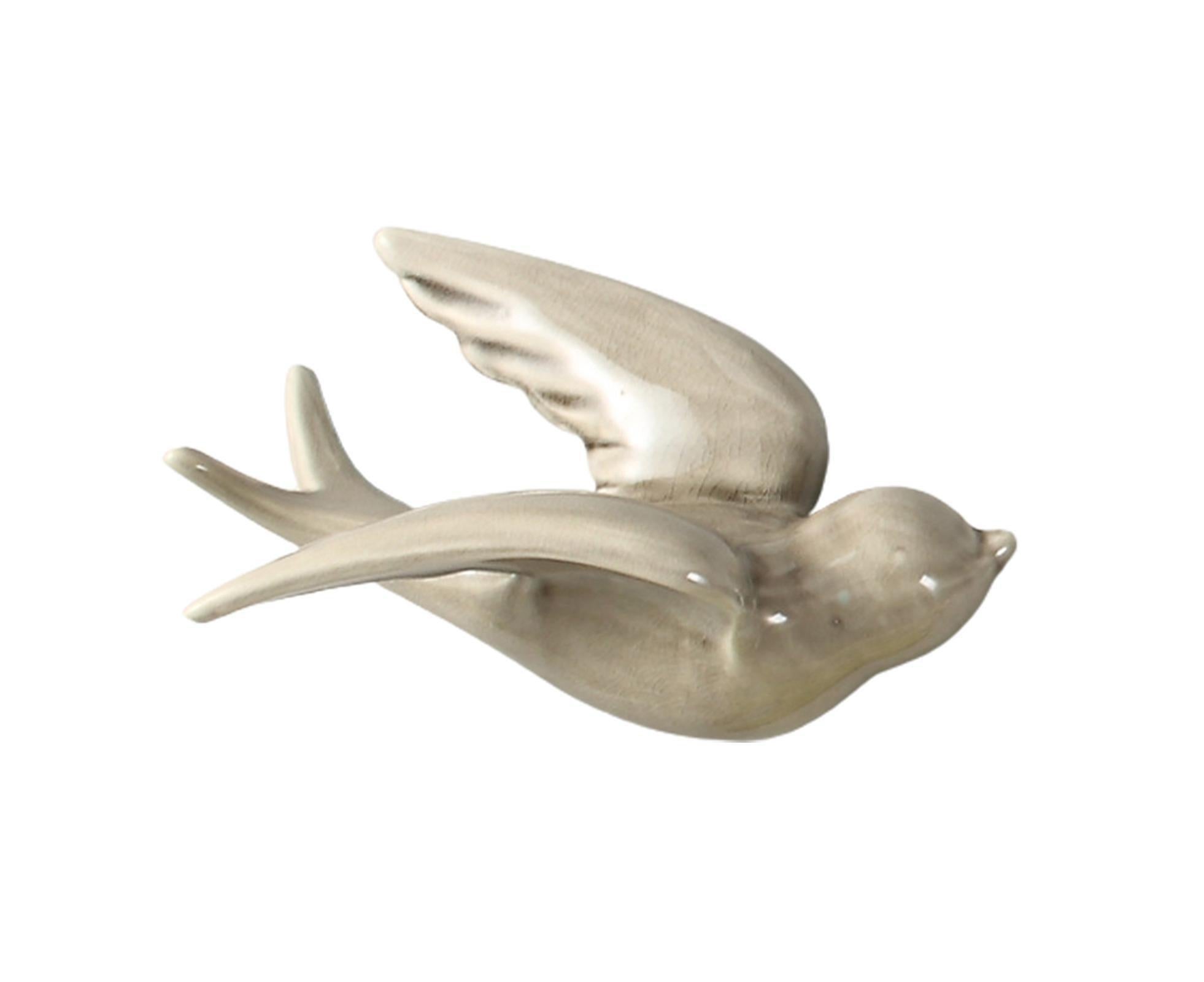 Attractive Hanging Pendant Widely Use Ceramic 3D Bird Shape Wall Crafts Ornaments for Home-Grey S β image 3