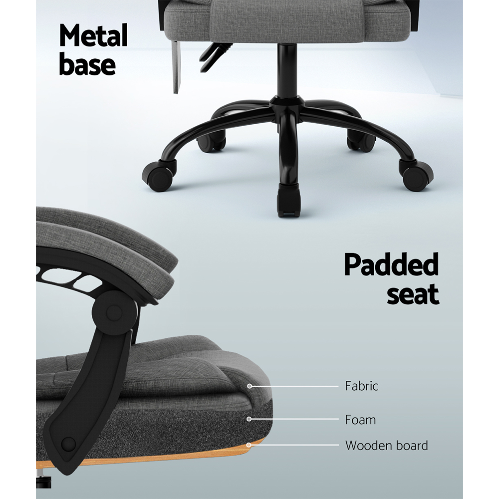 Artiss 2 Point Massage Office Chair Fabric Black โ image 6