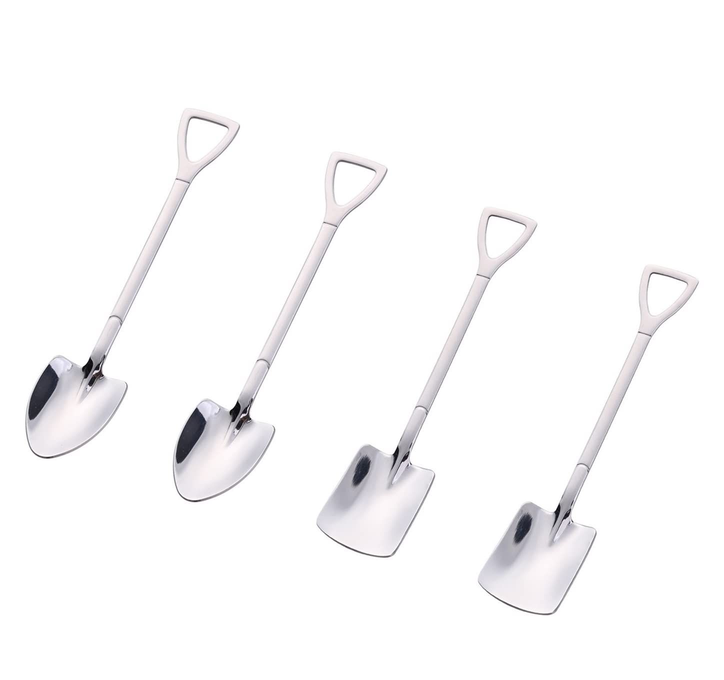4 PCS Creative Shovel Shaped Spoon, Rainbow Stainless Steel Spoon Coffee Spoons Ice Cream Spoon Perfect for Home and Kitchen