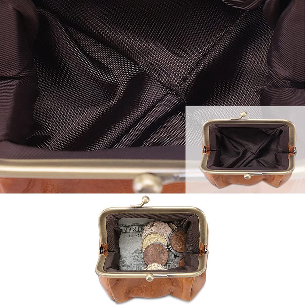 1 pcs Genuine Leather Clutch Bag for Women Wallet Retro Coin Purse Coin Organizer Cute Purse (brown) — image 5