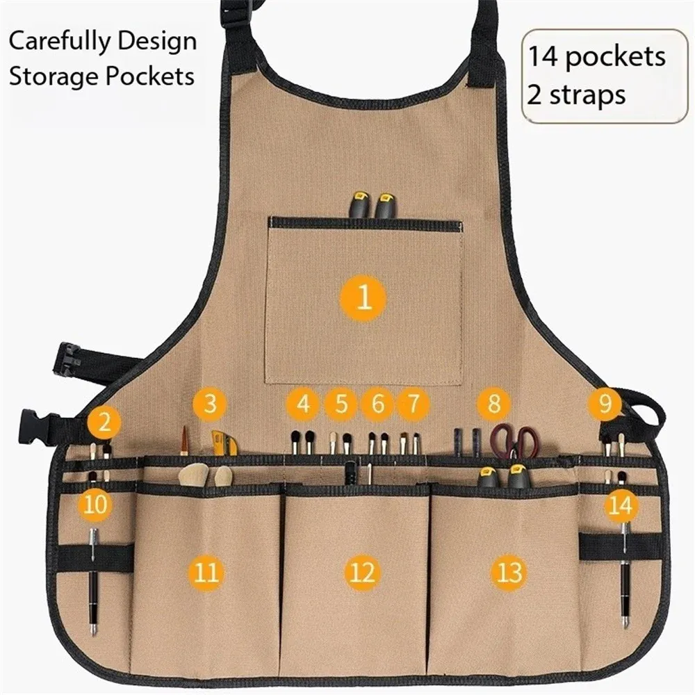 Garden Apron for Men and Women with 14 Pockets, Gardening Tool Work Apron for Barbers, Bartenders and Gardeners — image 4