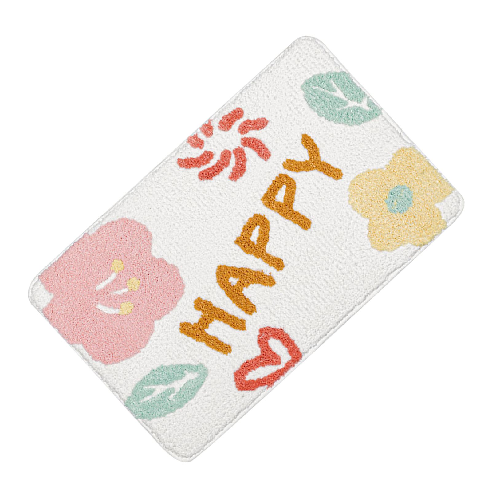 Bath Mat Cute Cartoon Soft Slip Resistance Highly Absorbent Bath Rug for Bathroom Bedroom Kitchen White — image 3