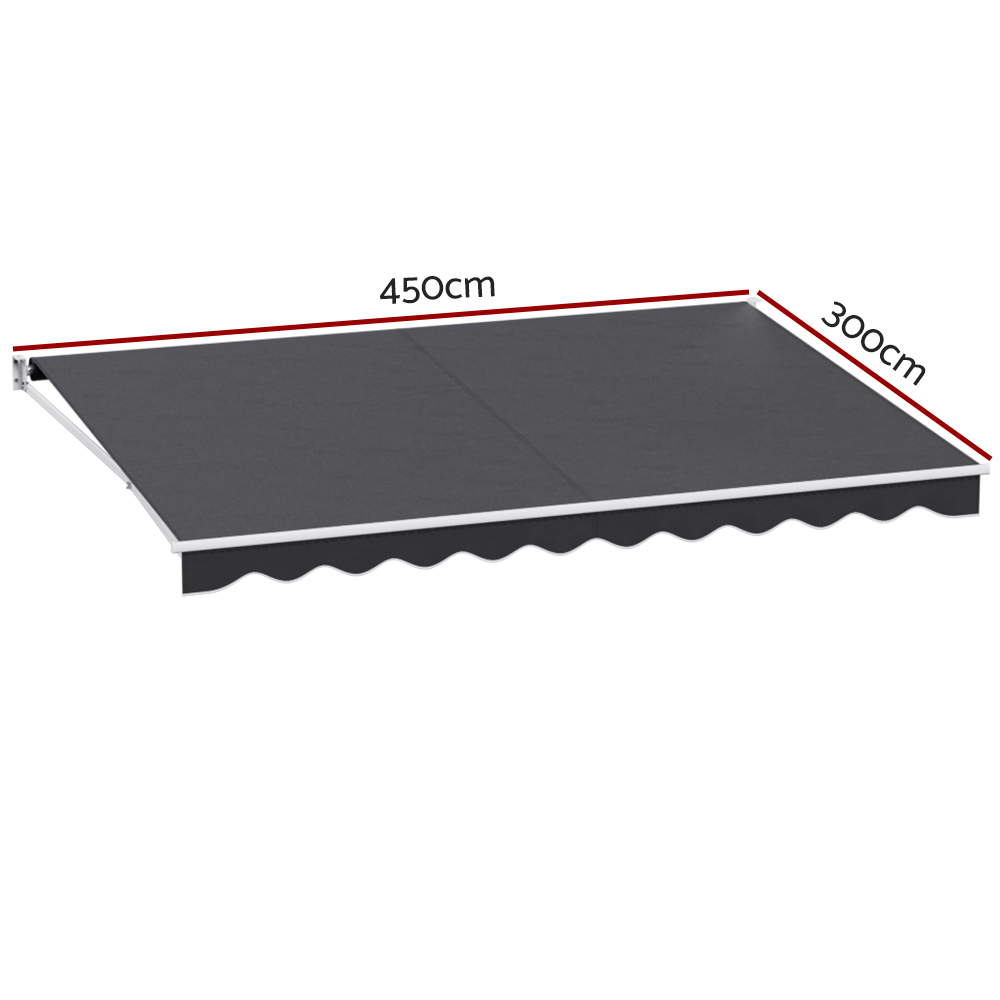 Instahut Retractable Folding Arm Awning Motorised Sunshade 4.5Mx3M Grey — image 2