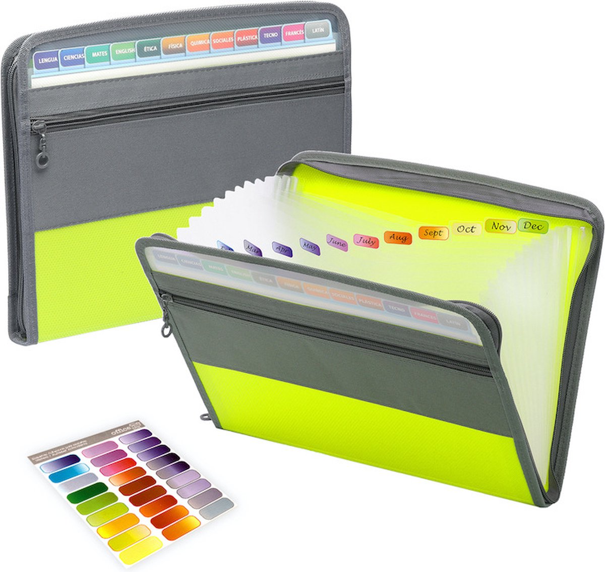 Project Folder - A4 - Foldable File Folder with Tabs - 13 Compartments - Storage Folder/Sorting Folder - Compartment Folder - Durable Plastic Document Folder