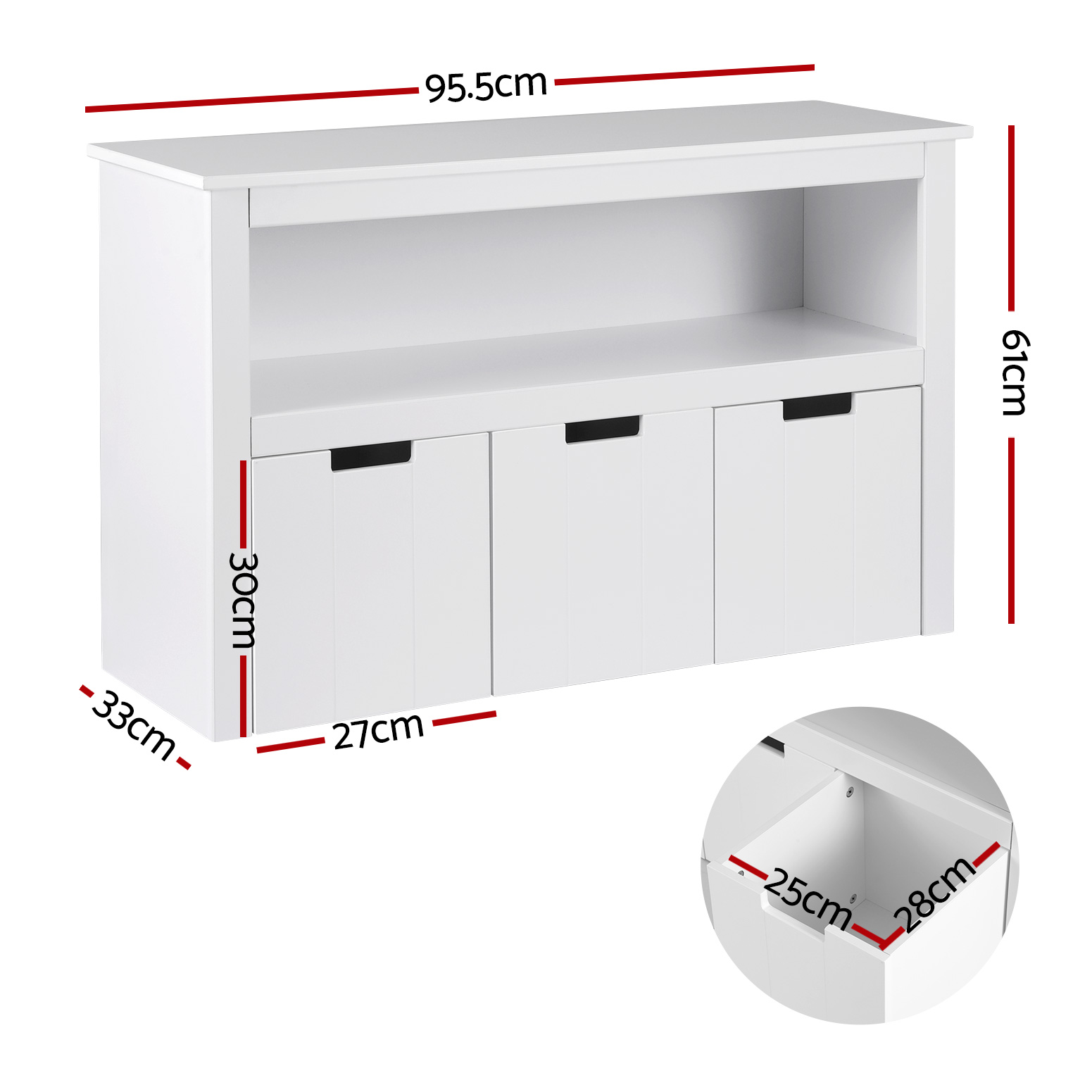 Keezi Kids Bookshelf 3 Drawers Storage Children Bookcase Toy Organiser Display — image 4