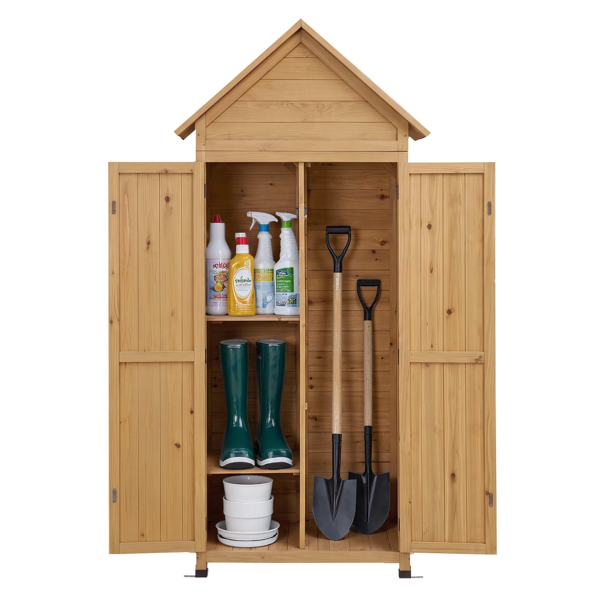 Gardeon Outdoor Storage Cabinet Cupboard Tool Organizer Shed Adjustable Natural โ image 4
