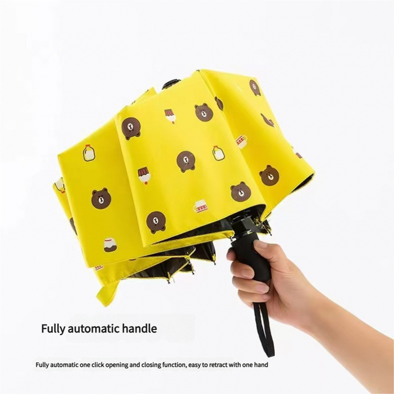 Auto Open/Close 8-Rib Sun & Rain Umbrella - 98cm UV Protection Canopy(pink) โ image 3