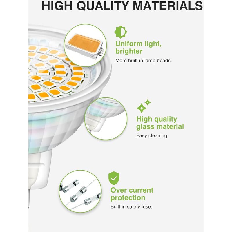 LED Bulbs Gu5.3 5W 12V Mr16 Spotlight Replace Halogen Spotlight 460 Lumens Warm White 3000K Non-Dimmable Pack Of 6 โ image 3