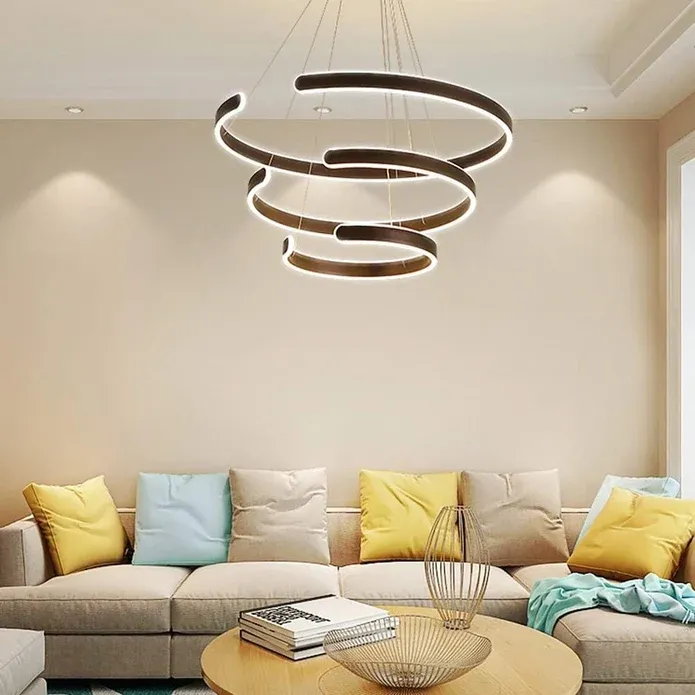 BAMDECOR AD2573 3 Round Rings C Shape Ceiling Light Chandeliers (Matte Black) — image 4