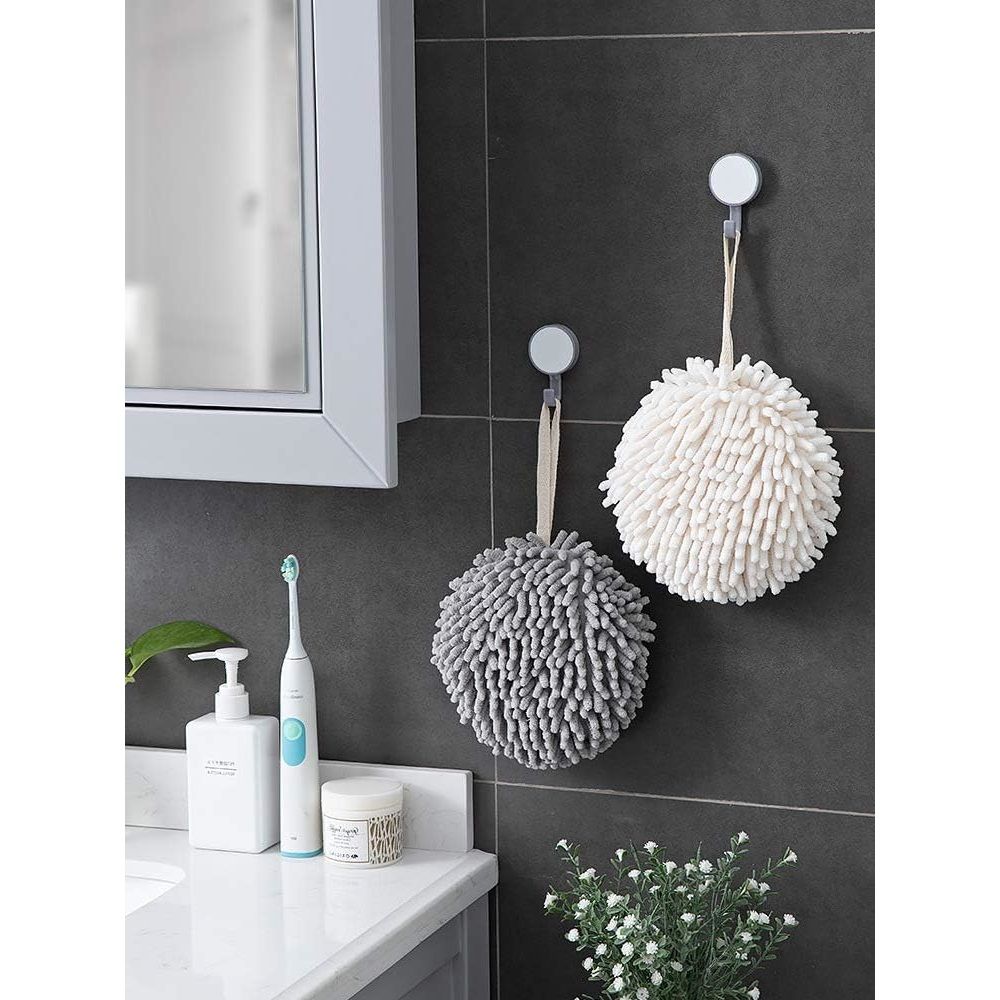 Ball Towel (Set of 2) White and Gray - Dry Your Hand Instantly conveniently with This Creative Bath Towel Set Decorative Towels for Bathroom — image 3