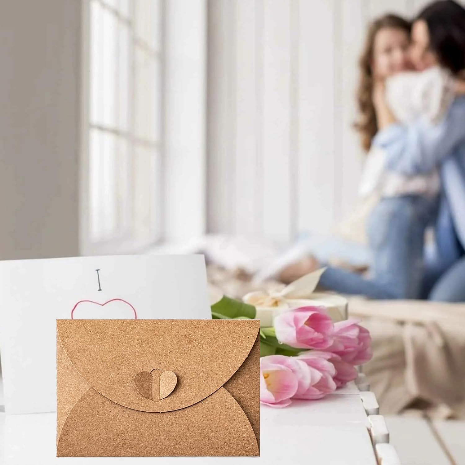 15 Piece Kraft Paper Envelopes with Heart Closure โ image 2