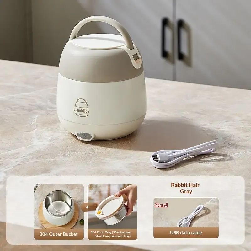 Portable Electric Lunch Box – 65°C Constant Rapid Heating, 304 Stainless Steel Removable Inner Container, 360° Leak-Proof with Handle — image 5