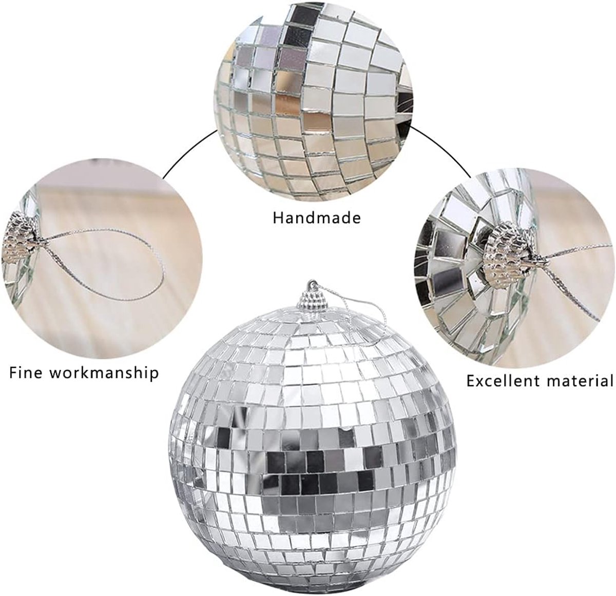 12 1.2-inch silver mirrored disco ball Christmas tree ornaments - suitable for family parties, Christmas decorations for weddings - create light effects — image 2