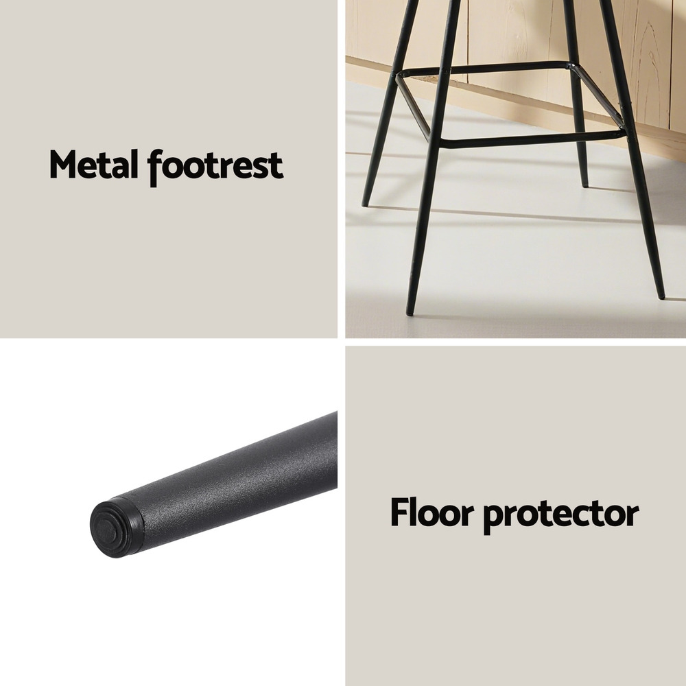 Artiss 2x Bar Stools Kitchen Dining Chair Counter Stool Diamond PU Leather Black โ image 6