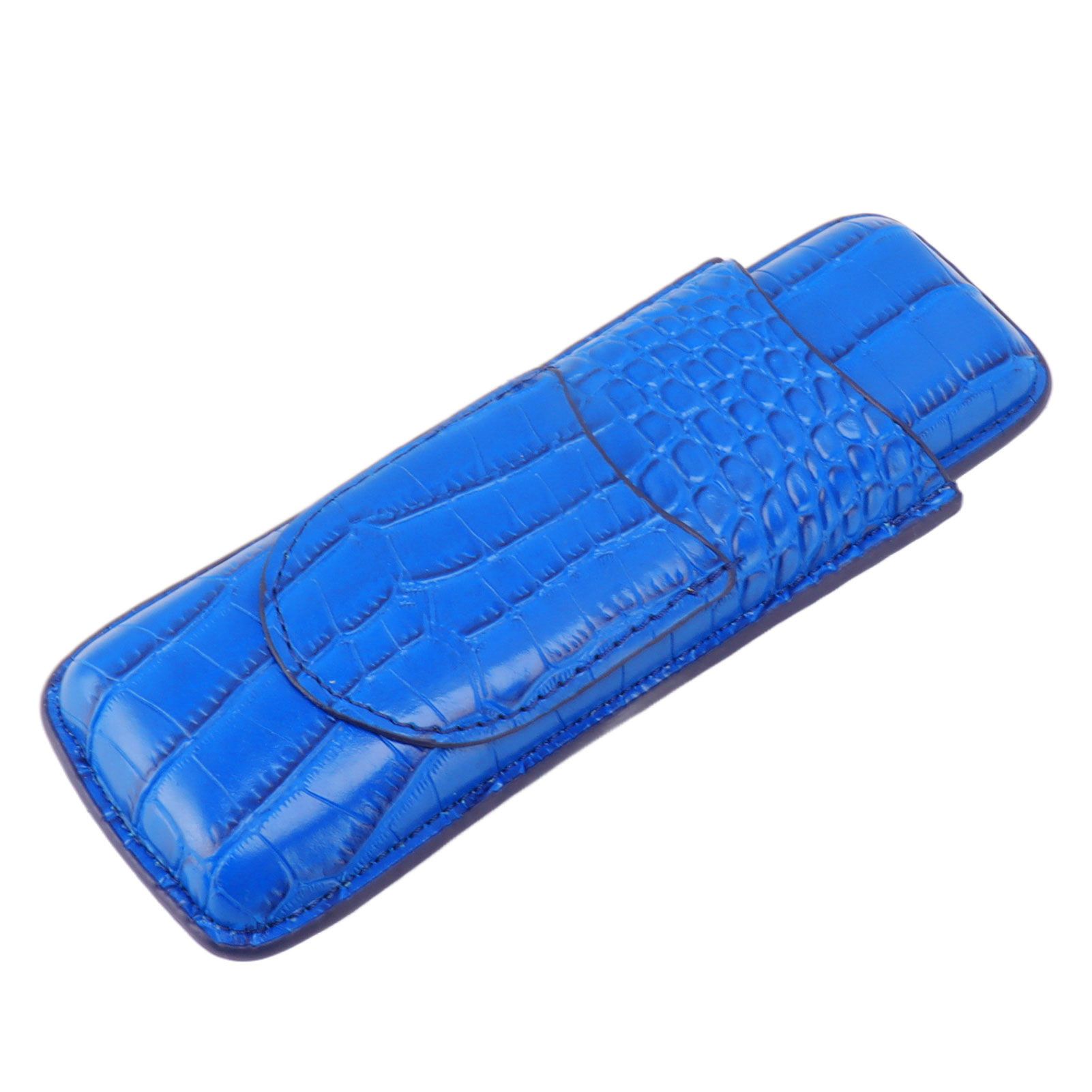 Cigar Case Holder Soft Leather Portable Wear Resistant Vintage Cigar Humidor for Birthday Blue โ image 2