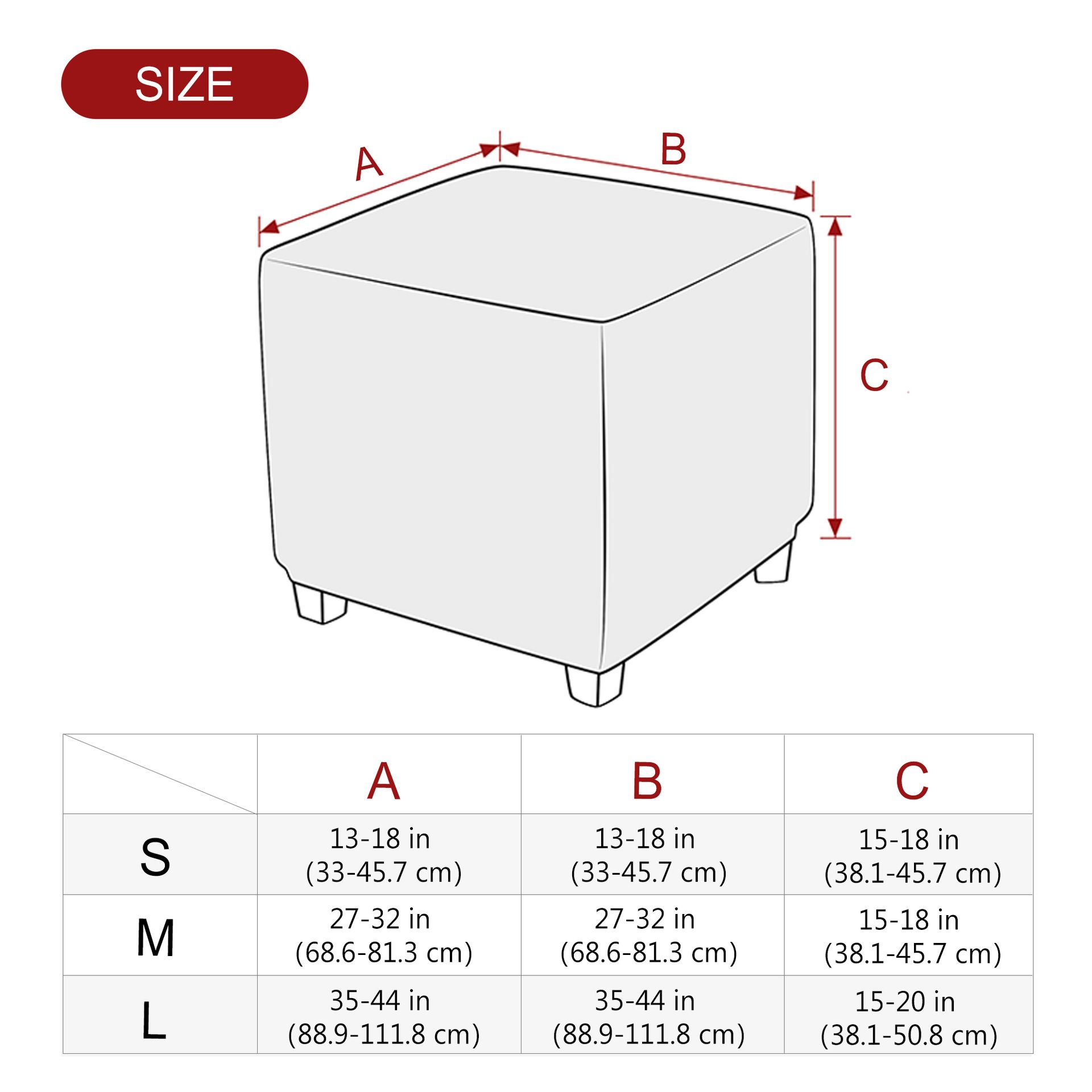 Super soft elastic fabric square cover footstool furniture protective cover elastic bottom comfortable silver fox fur (beige S) โ image 5