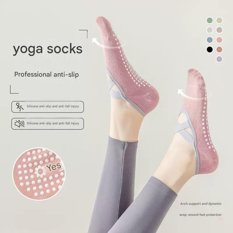 3-Pack Wine red Anti-Slip Yoga Socks - Grippy Pilates Dance Fitness Socks with Silicone Grip for Women — image 3