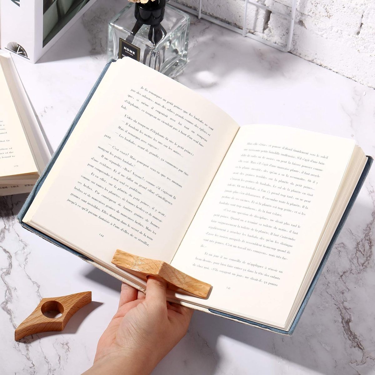 Wooden bookmark - 3 pieces, various sizes, wooden bookmarks - reading accessories, gifts - for readers, book lovers and bookworms (khaki) — image 2