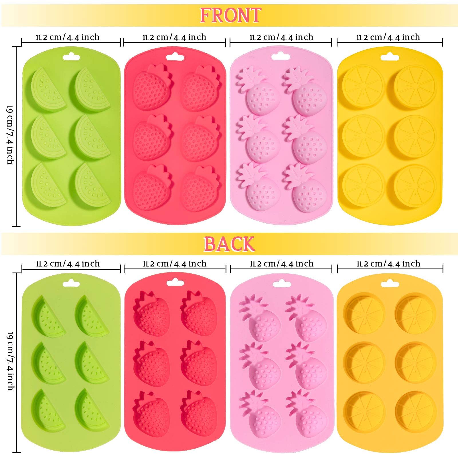 4 Pack Fruit Shaped Silicone Mold Pineapple Orange Watermelon Strawberry Chocolate Candy Baking Mould 3D Summer Fruit Ice Mold โ image 2