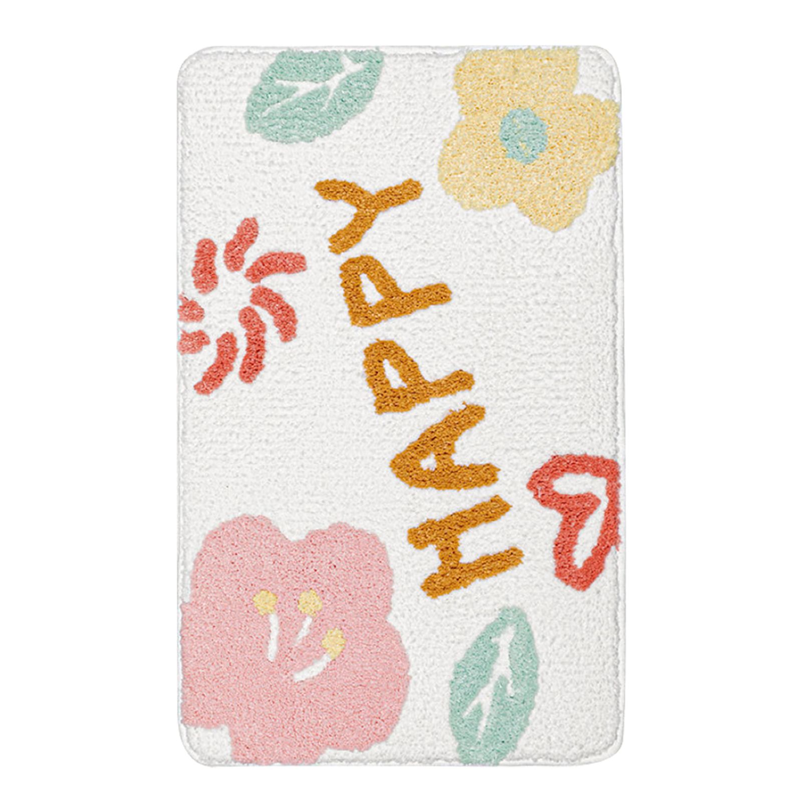 Bath Mat Cute Cartoon Soft Slip Resistance Highly Absorbent Bath Rug for Bathroom Bedroom Kitchen White — image 4