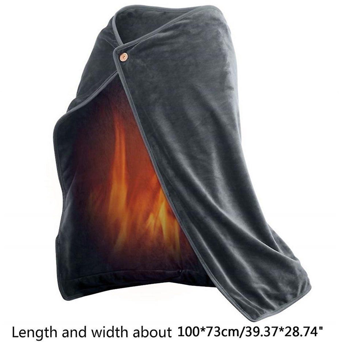 Heating Pad, Electric Top Blanket, Rechargeable Heated Blanket, Battery Operated Heated Blanket, Single Wrap, 100 x 70 cm, USB, Grey โ image 2