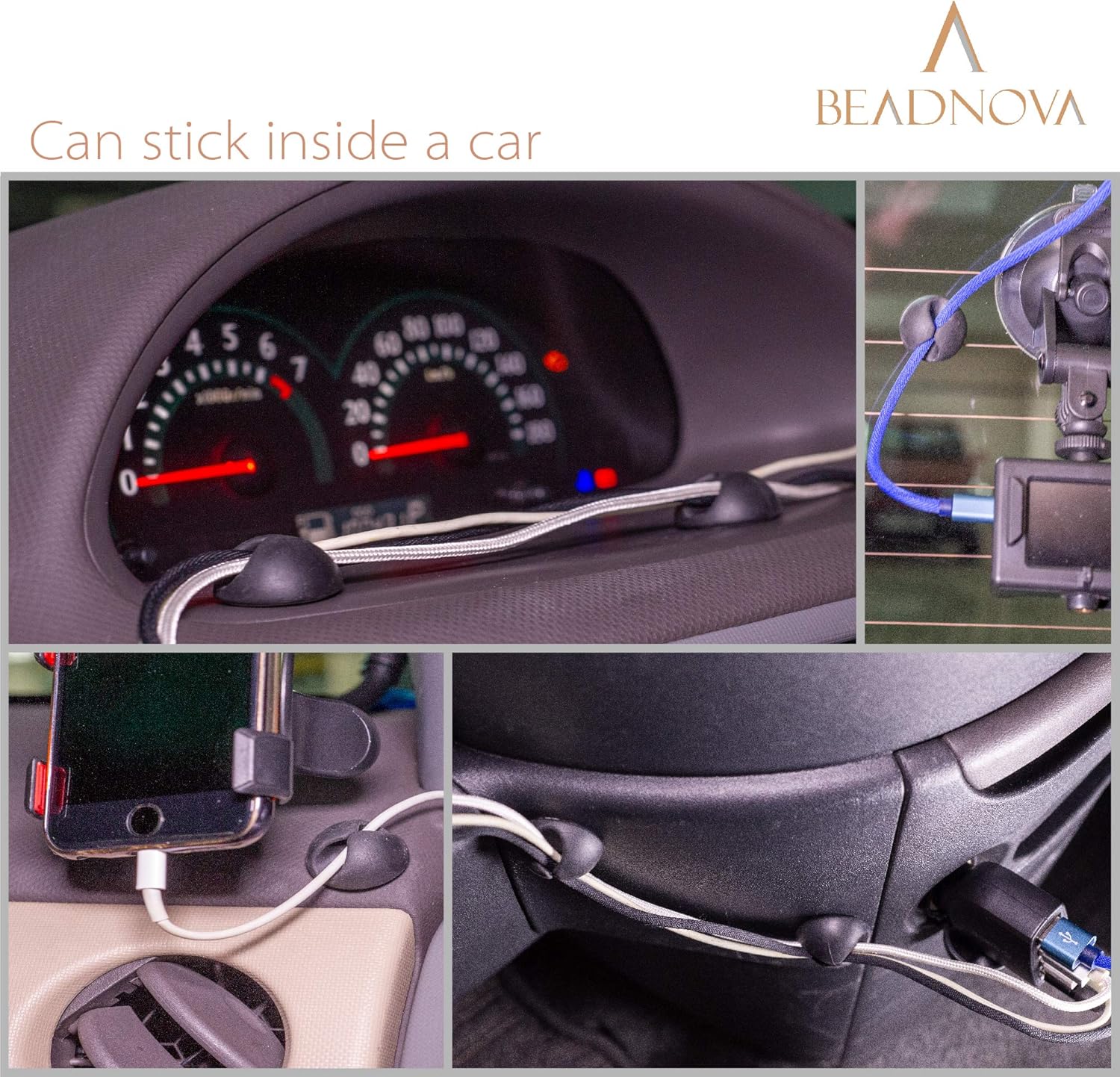 Cable Clips Cord Organizer Cable Management Wire Cord Holder 1 Slots Adhesive Wire Holder for Car Charging Accessory PC Office Home (Black, 8 pcs) โ image 6
