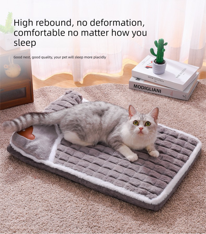 Thickened Pet Sofa Bed S Size 40 × 25cm Grey Dog Mat with Integrated Pillow Soft Washable Sleeping Pad for Dogs and Cats All Season Comfort — image 6