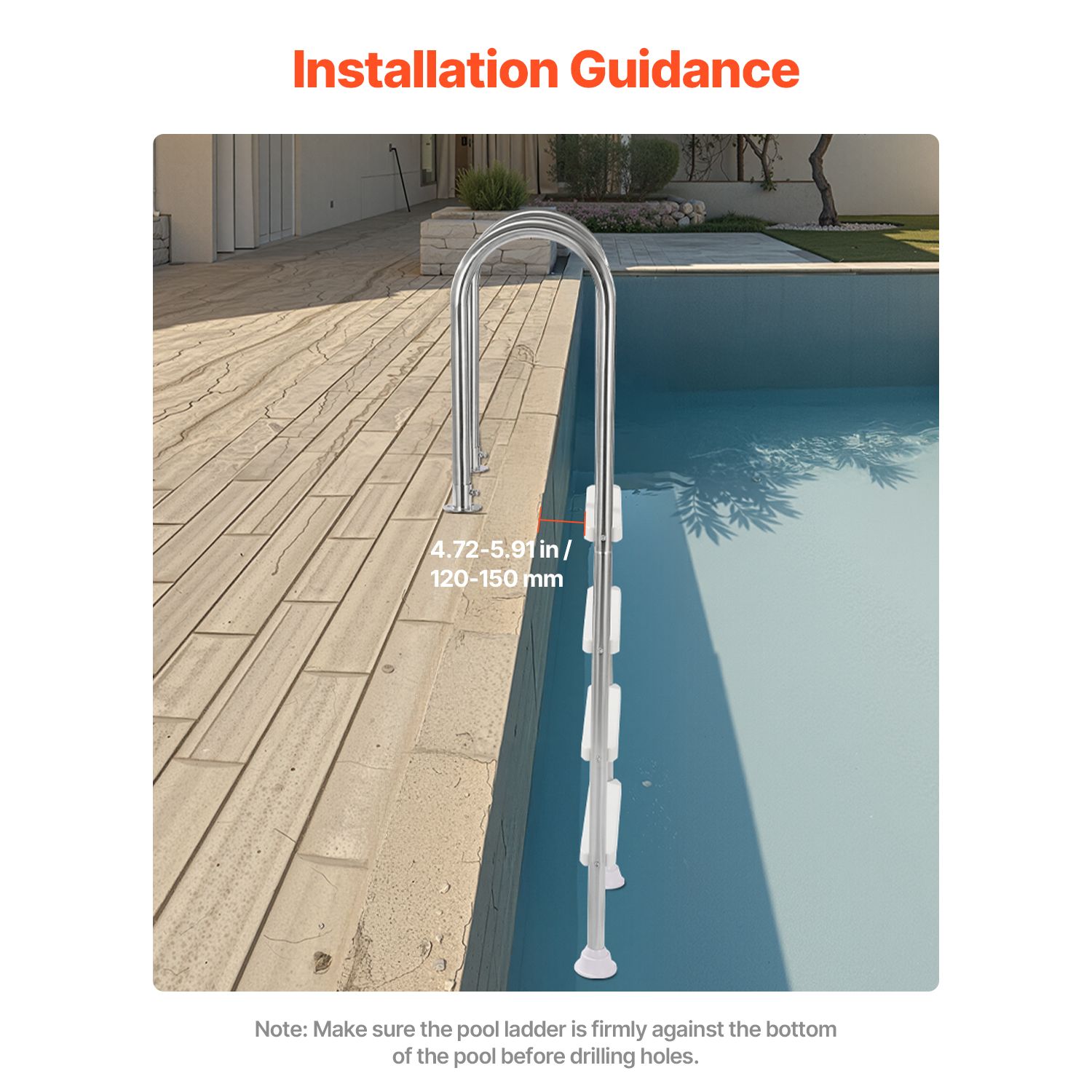 4-Step Stainless Steel Pool Ladder of 2 Handrail for 1371.6 mm Decked Pool — image 4