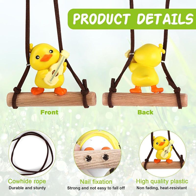 Swinging Duck Car Hanging Ornament, Cute Car Accessories for Women Interior, Rear View Mirror Accessories — image 3