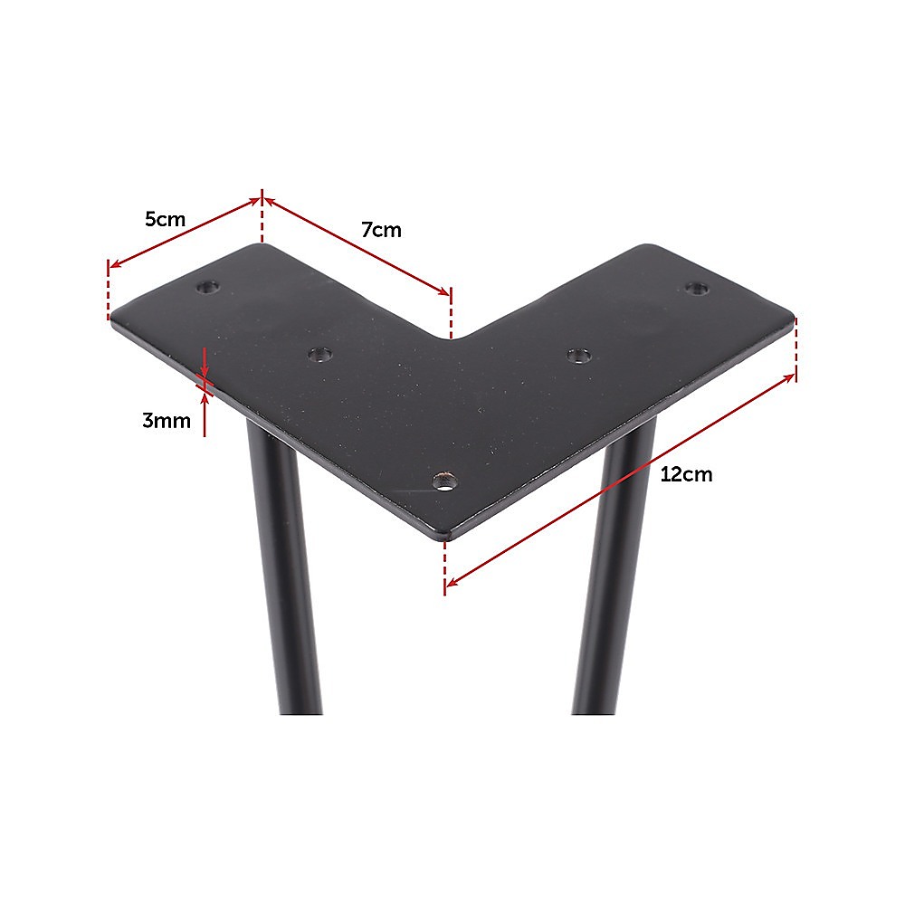 Set of 4 Industrial Retro Hairpin Table Legs 12mm Steel Bench Desk - 71cm Black — image 5
