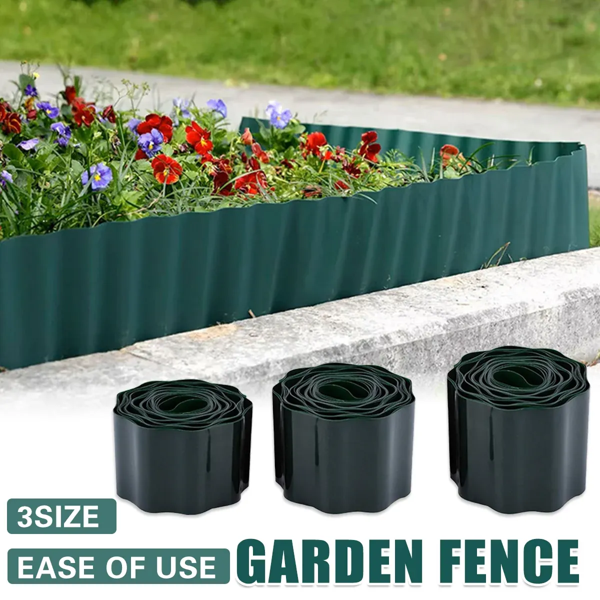 Green Garden Landscape Edging Border Flexible Lawn Fence Roll Outdoor Decor - 20cm โ image 2