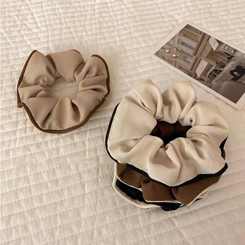 Large Scrunchies Silk Satin Elastic Hair Bands Rope Tie Ponytail Accessory - Beige — image 4