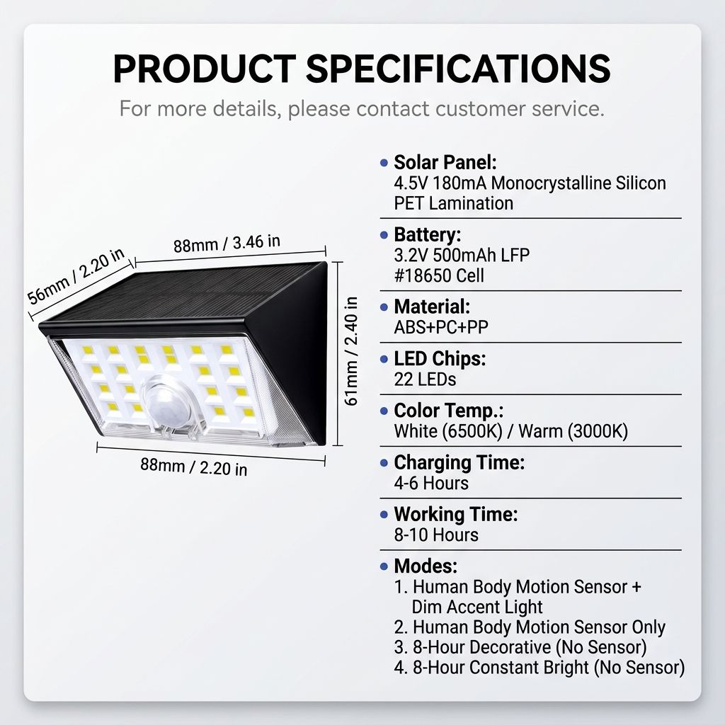 Solar Powered LED Wall Light with Motion Sensor, IP65 Waterproof Outdoor Lighting for Garden Fence, Courtyard, Stairs, and Pathway Decoration, Dual Color — image 2