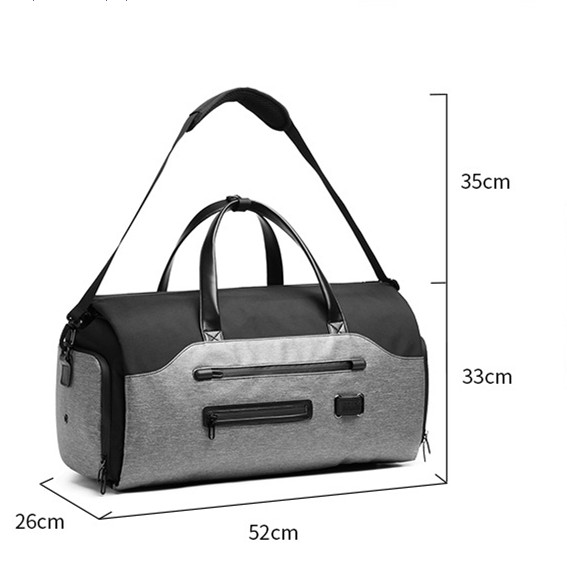 Men's Black Waterproof Multi-Functional Travel Duffel Bag - Foldable Short Trip Gym Bag with Shoe Compartment โ image 5