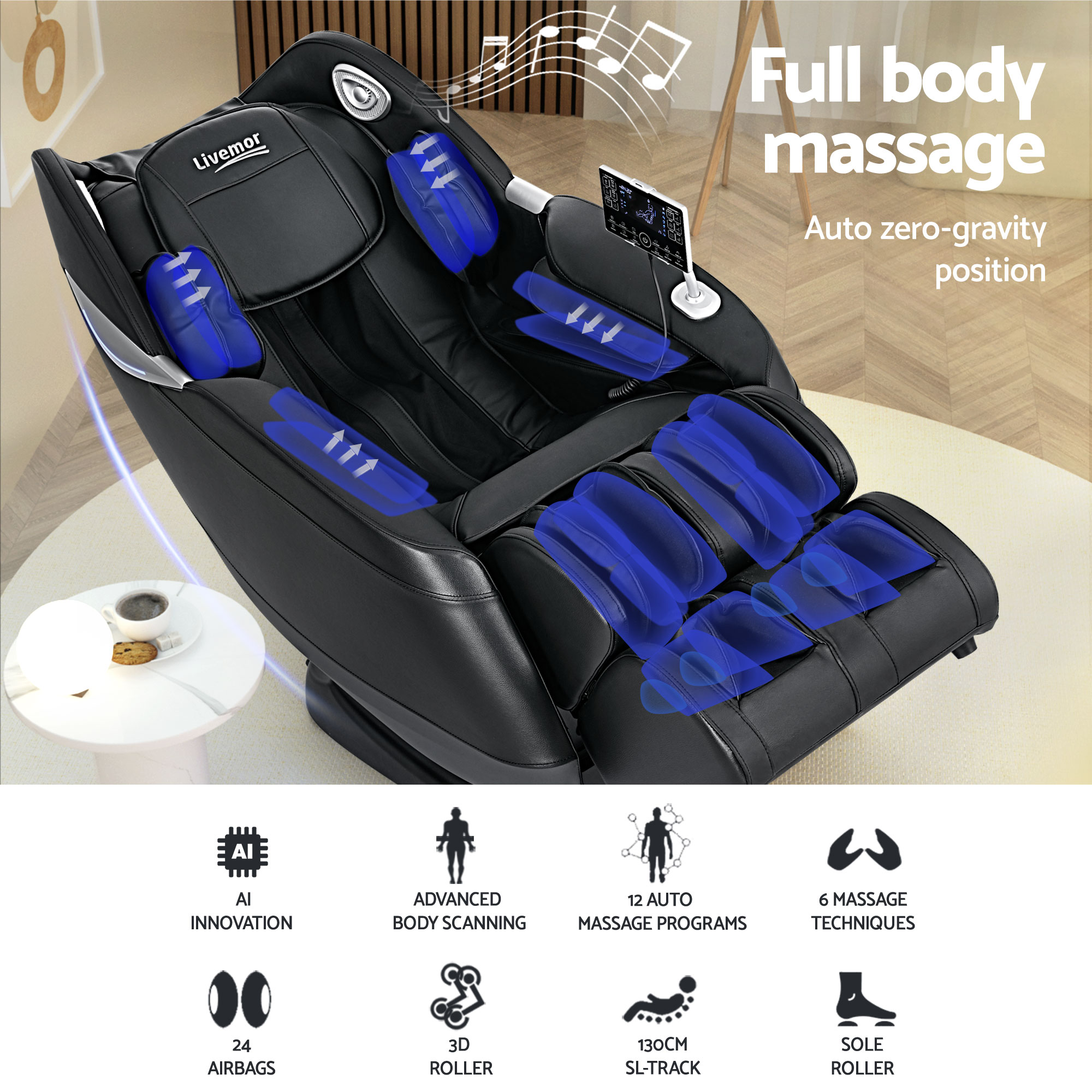 Livemor Massage Chair Electric Recliner Home 3D Massager Flynn โ image 4