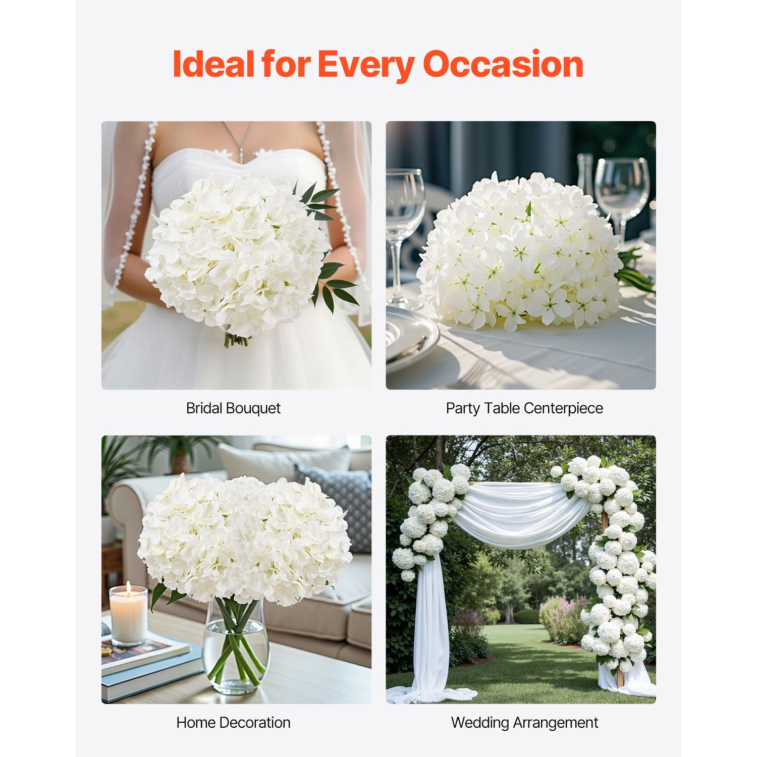 Artificial Flowers, 105 pcs Real Looking White Silk Fake Hydrangea Bulk, White Faux Bridal Shower with Stems for DIY Wedding Bouquets, Home Centerpieces — image 6
