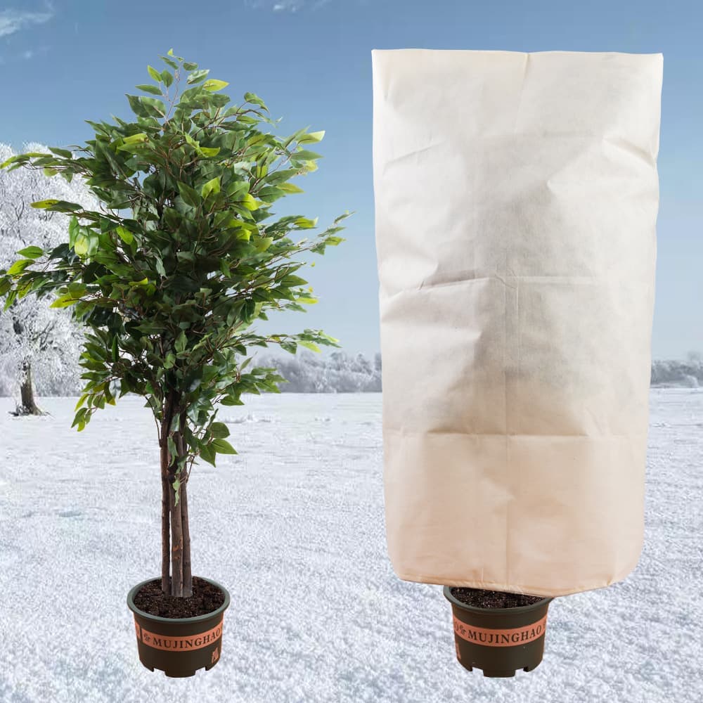 3-Pack Winter Plant Protection Frost Cover with Drawstring, Reusable Durable for Outdoor Plants Fruit Trees Potted Plants, 80x120cm, Beige — image 3
