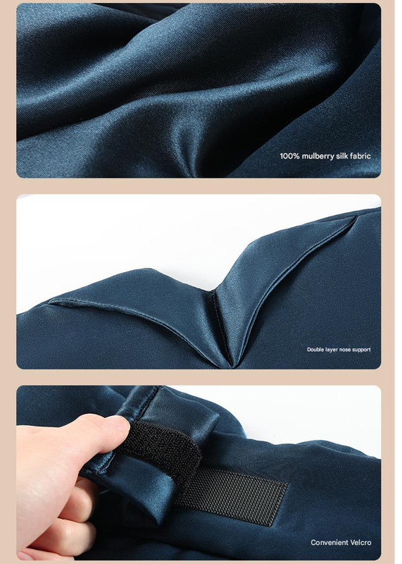 Champagne Luxury 19 Momme Mulberry Silk Sleep Mask - Total Blackout Comfort, Wide Design & Adjustable Strap — image 6