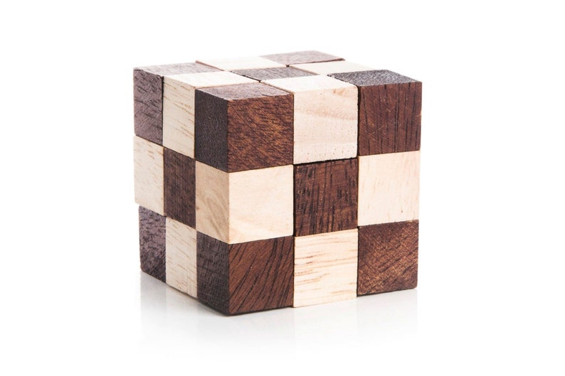 4 individual brainteaser wooden puzzles in a gift wooden box โ image 3