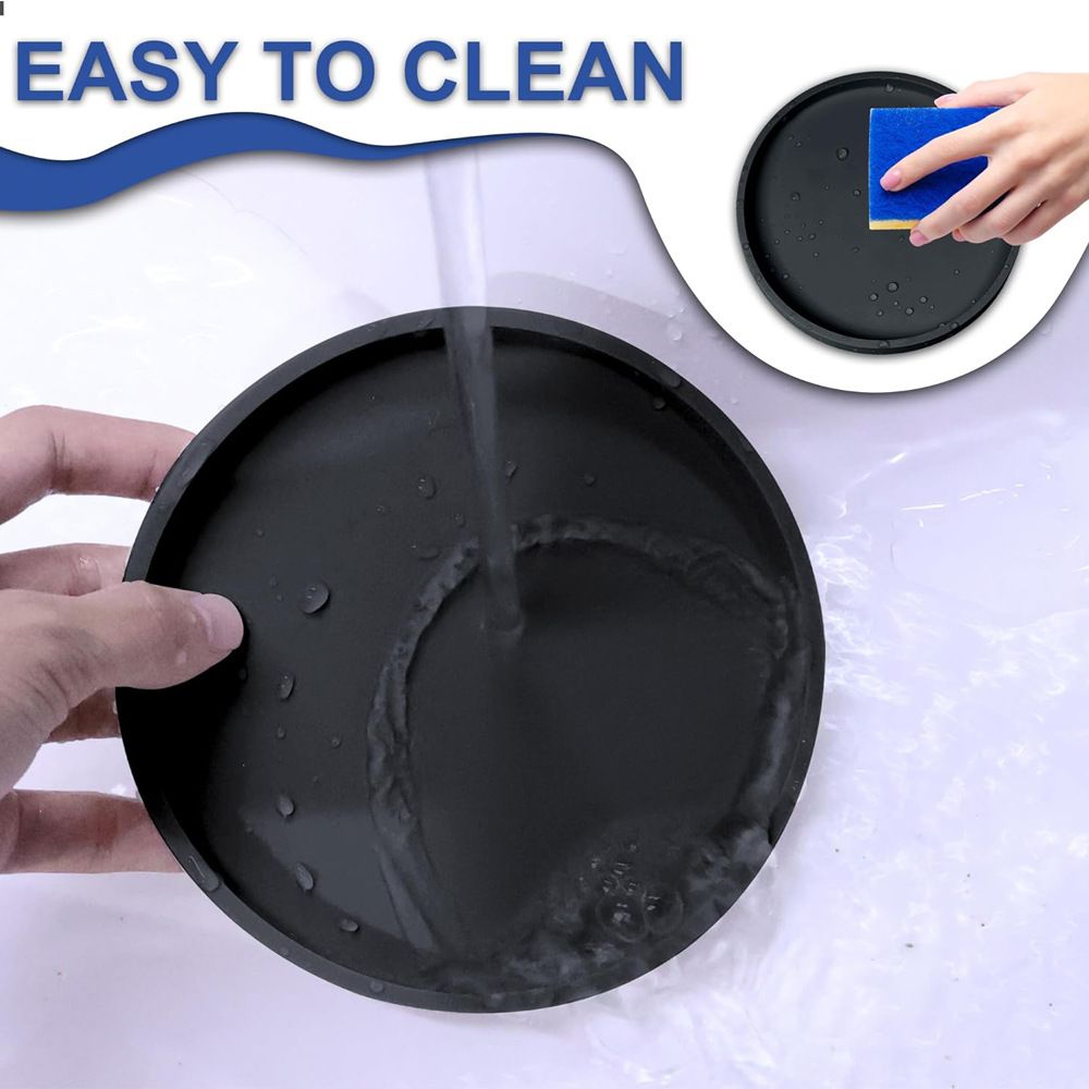 Cat Food Mat, Set of 4 Nonslip Waterproof Feeding Bowl Silicone Mats with Raised Edges for Food Water Prevent Spills, Round Eating Plates Tray for Dog Cat โ image 2